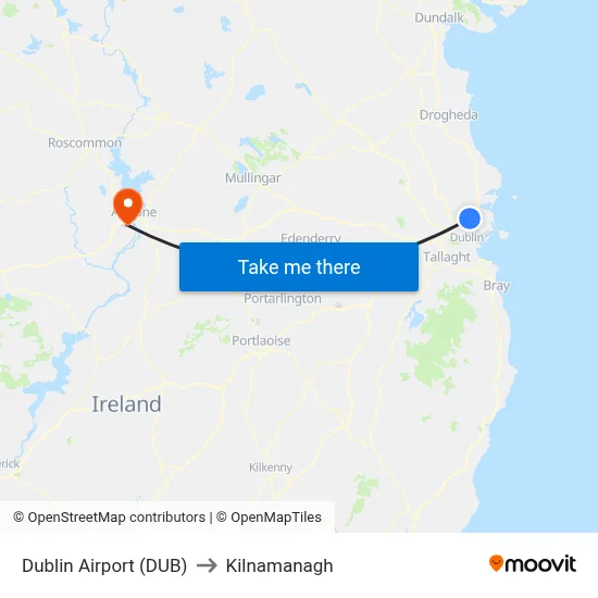 Dublin Airport (DUB) to Kilnamanagh map