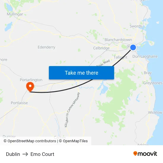 Dublin to Emo Court map