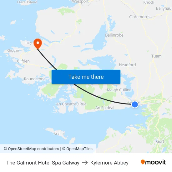 The Galmont Hotel Spa Galway to Kylemore Abbey map