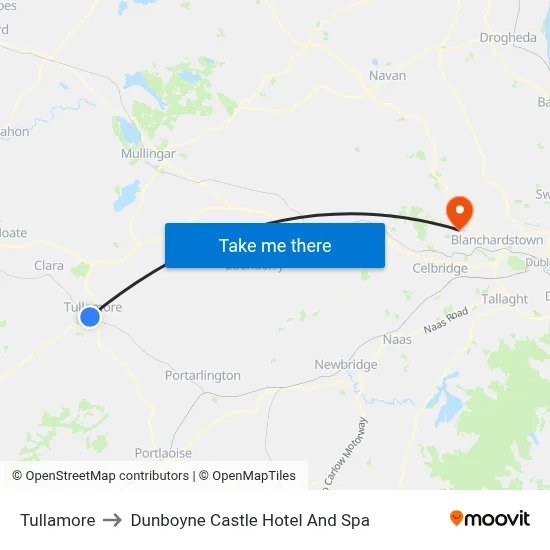 Tullamore to Dunboyne Castle Hotel And Spa map