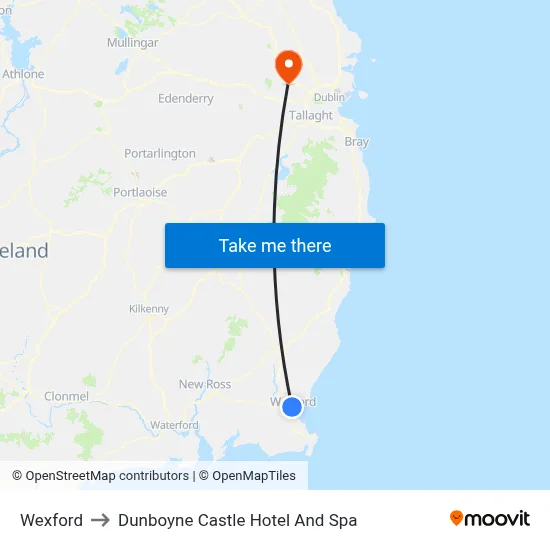 Wexford to Dunboyne Castle Hotel And Spa map