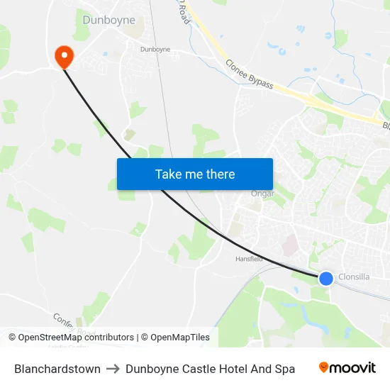 Blanchardstown to Dunboyne Castle Hotel And Spa map
