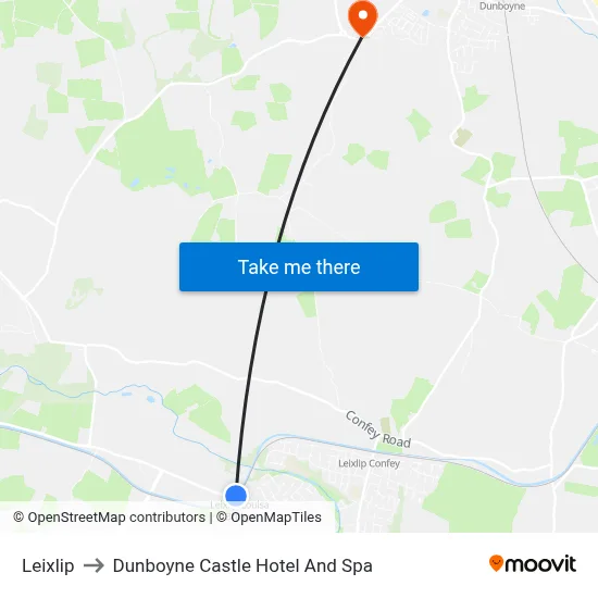 Leixlip to Dunboyne Castle Hotel And Spa map