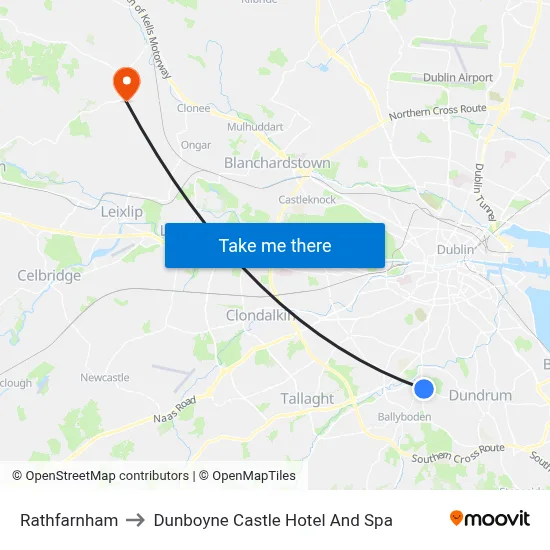 Rathfarnham to Dunboyne Castle Hotel And Spa map
