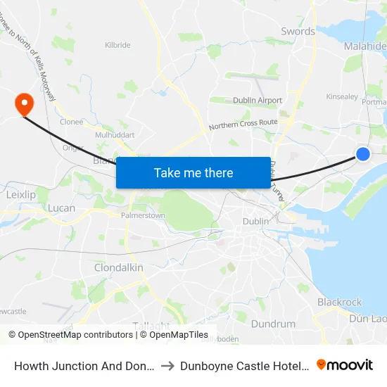Howth Junction And Donaghmede to Dunboyne Castle Hotel And Spa map