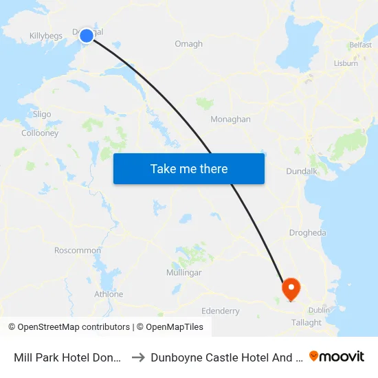 Mill Park Hotel Donegal to Dunboyne Castle Hotel And Spa map