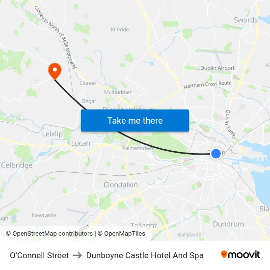 O'Connell Street to Dunboyne Castle Hotel And Spa map