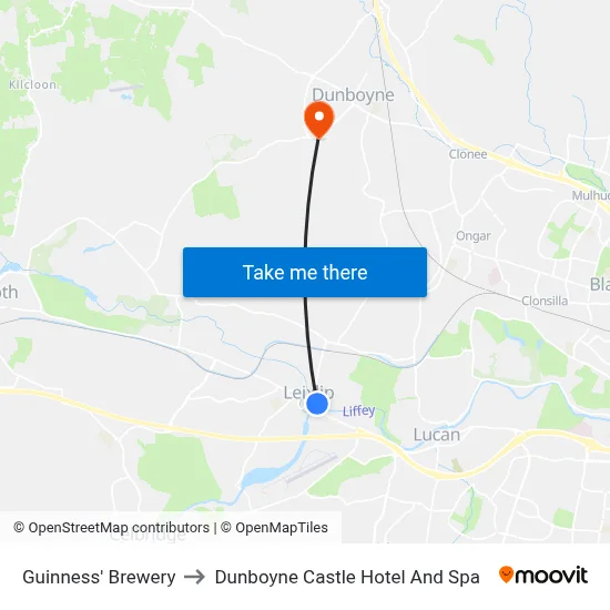 Guinness' Brewery to Dunboyne Castle Hotel And Spa map