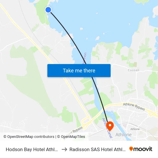 Hodson Bay Hotel Athlone to Radisson SAS Hotel Athlone map