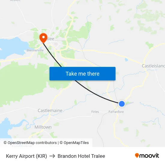 Kerry Airport (KIR) to Brandon Hotel Tralee map