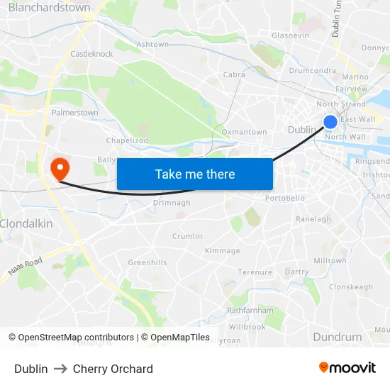 Dublin to Cherry Orchard map