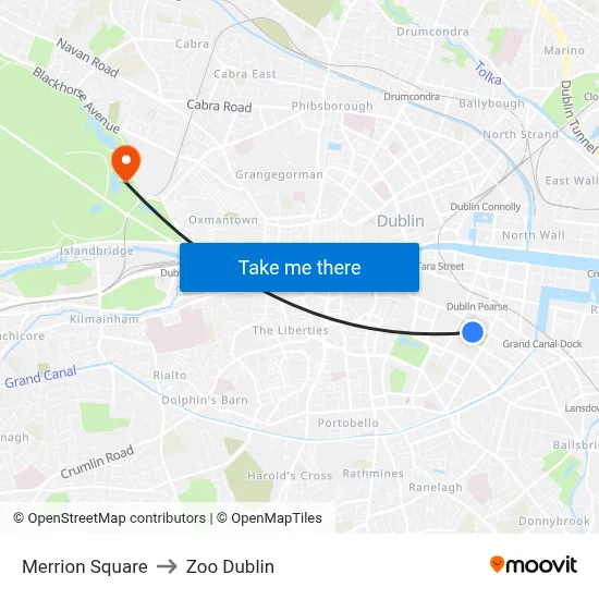 Merrion Square to Zoo Dublin map