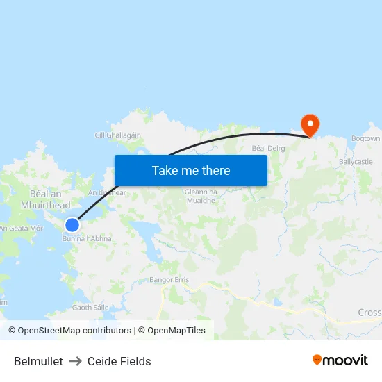 Belmullet to Ceide Fields map