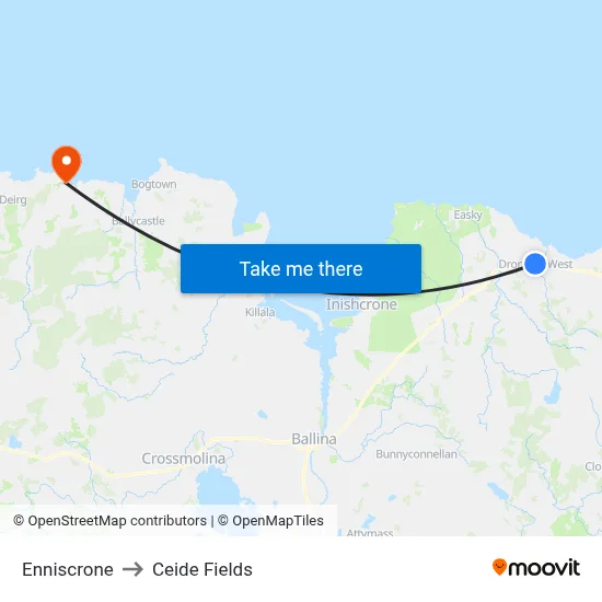 Enniscrone to Ceide Fields map