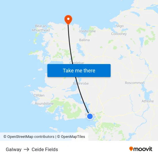 Galway to Ceide Fields map
