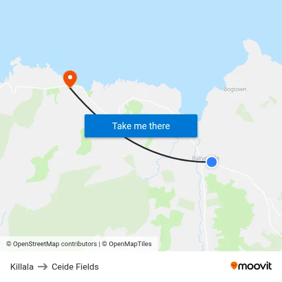 Killala to Ceide Fields map