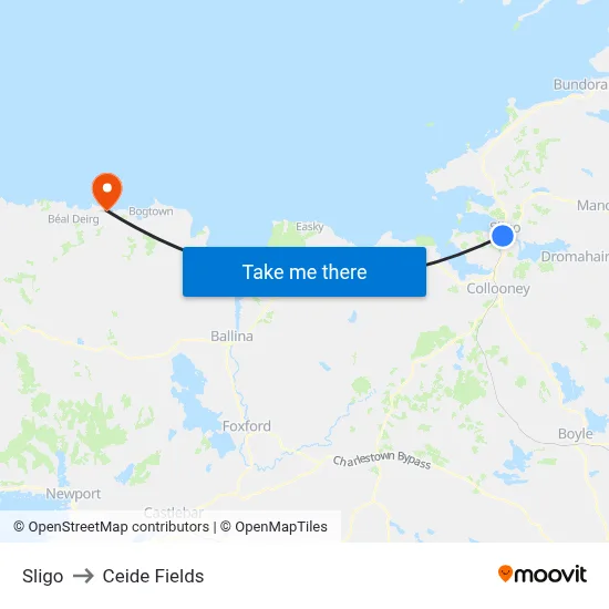 Sligo to Ceide Fields map