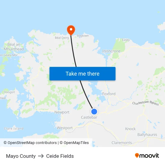 Mayo County to Ceide Fields map