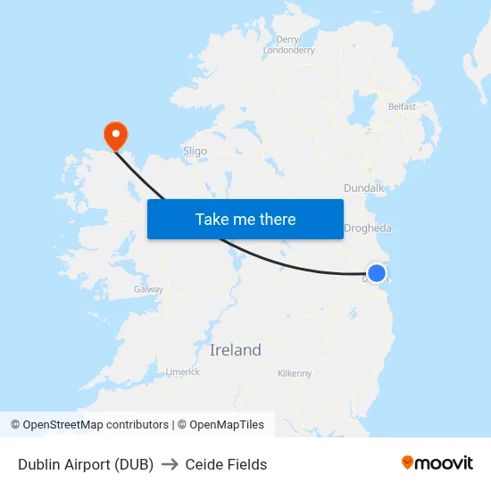 Dublin Airport (DUB) to Ceide Fields map