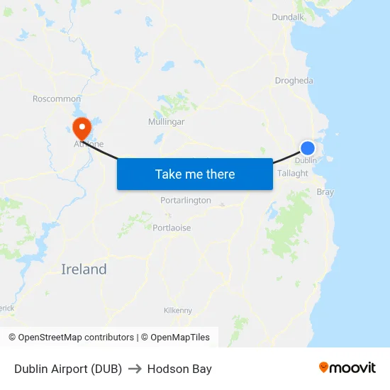Dublin Airport (DUB) to Hodson Bay map
