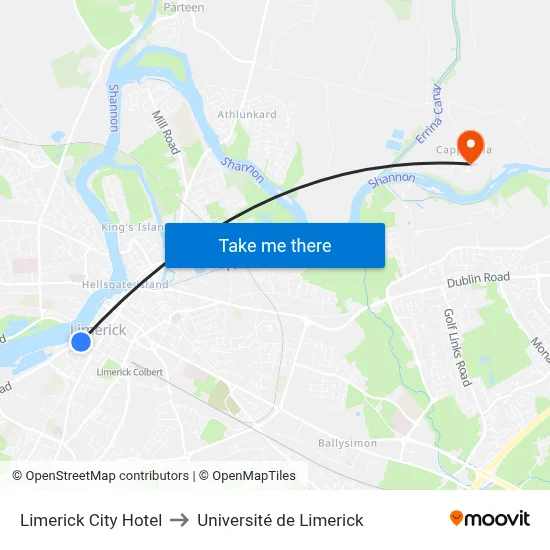 Limerick City Hotel to Université de Limerick map