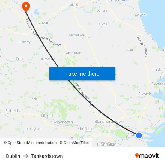 Dublin to Tankardstown map