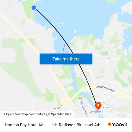 Hodson Bay Hotel Athlone to Radisson Blu Hotel Athlone map