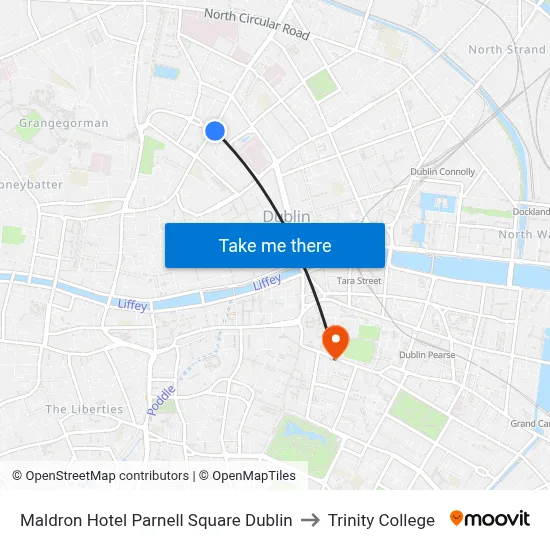 Maldron Hotel Parnell Square Dublin to Trinity College map