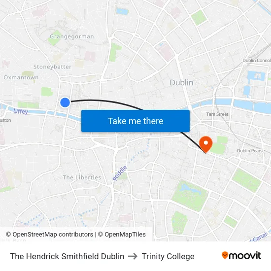 The Hendrick Smithfield Dublin to Trinity College map