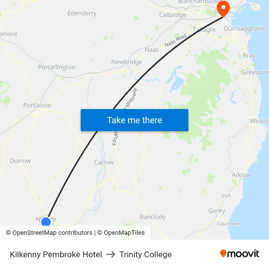 Kilkenny Pembroke Hotel to Trinity College map