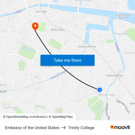 Embassy of the United States to Trinity College map
