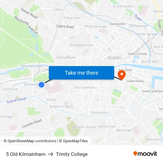 5 Old Kilmainham to Trinity College map