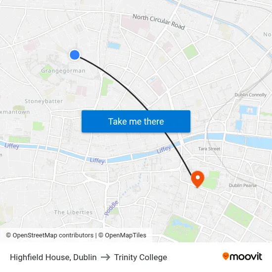 Highfield House, Dublin to Trinity College map