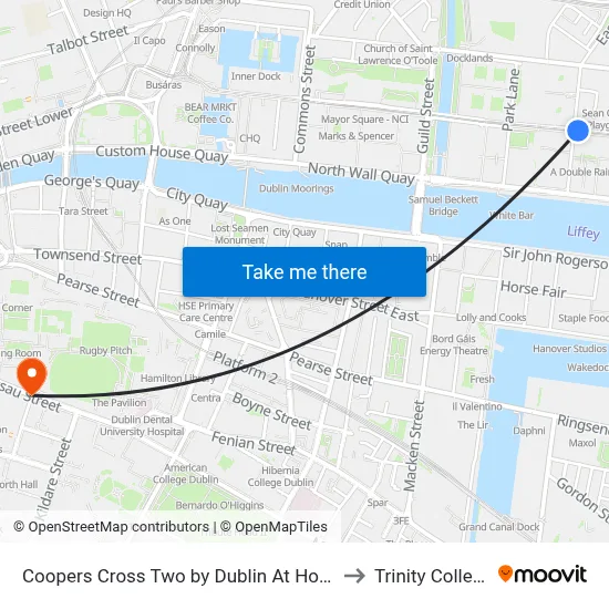 Coopers Cross Two by Dublin At Home to Trinity College map