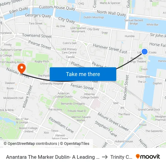 Anantara The Marker Dublin- A Leading Hotel of the World to Trinity College map