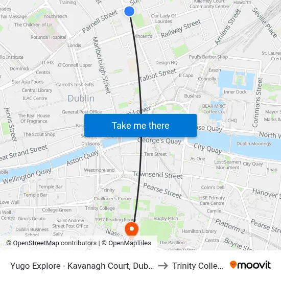 Yugo Explore - Kavanagh Court, Dublin to Trinity College map