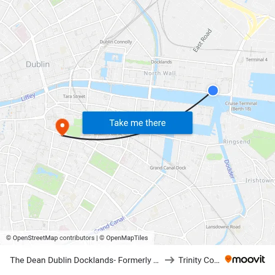 The Dean Dublin Docklands- Formerly The Mayson to Trinity College map