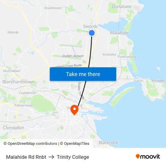 Malahide Rd Rnbt to Trinity College map