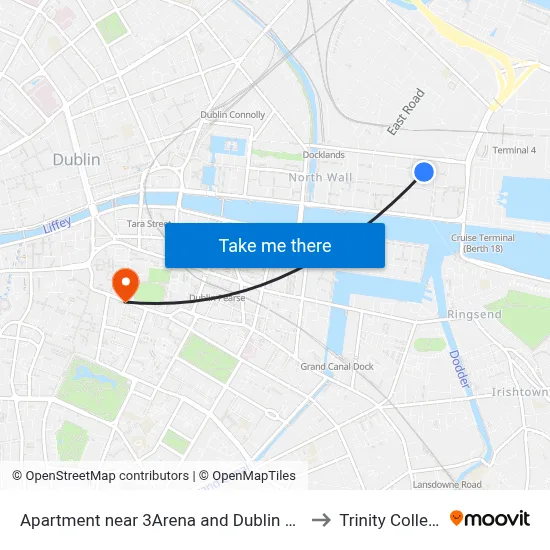 Apartment near 3Arena and Dublin Port to Trinity College map