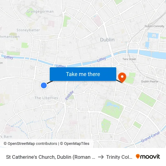 St Catherine's Church, Dublin (Roman Catholic) to Trinity College map