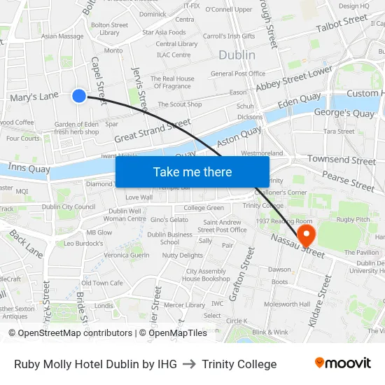 Ruby Molly Hotel Dublin by IHG to Trinity College map