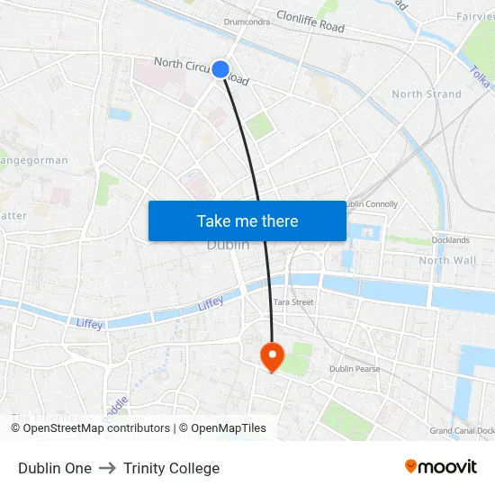 Dublin One to Trinity College map