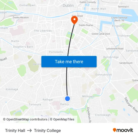 Trinity Hall to Trinity College map
