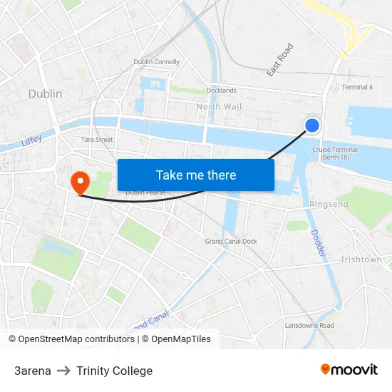 3arena to Trinity College map