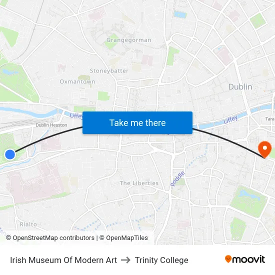 Irish Museum Of Modern Art to Trinity College map