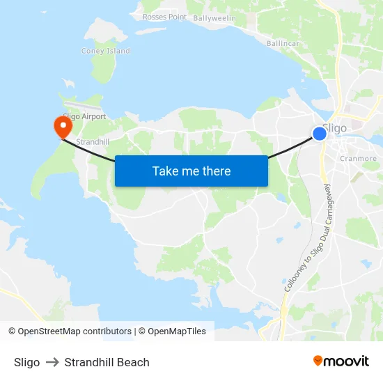 Sligo to Strandhill Beach map