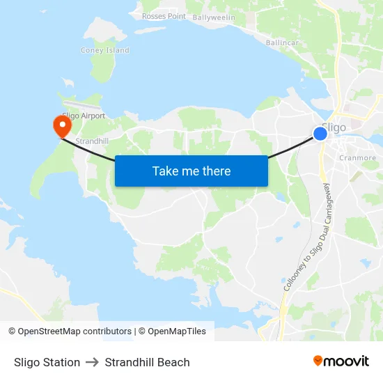 Sligo Station to Strandhill Beach map
