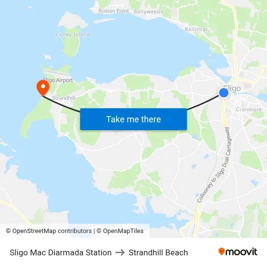 Sligo Mac Diarmada Station to Strandhill Beach map