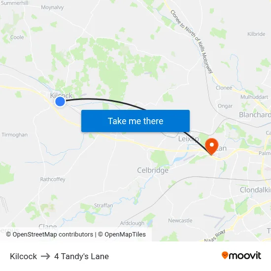 Kilcock to 4 Tandy's Lane map