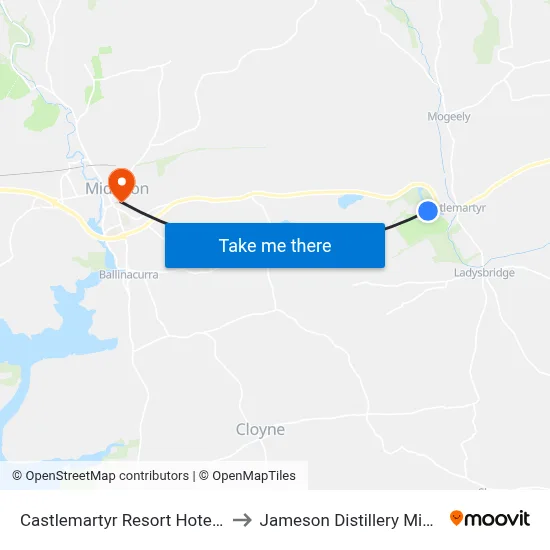 Castlemartyr Resort Hotel Cork to Jameson Distillery Midleton map